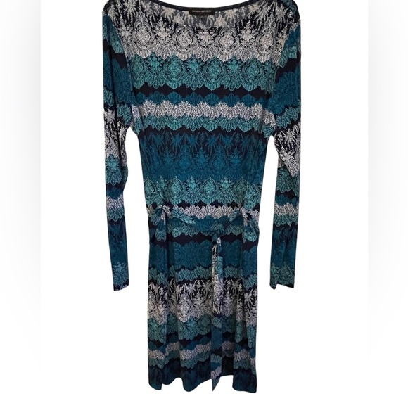 🔥💙 Banana Republic size L stretchy dress. Like new! Navy/teal blue/white NICE! - Picture 1 of 4